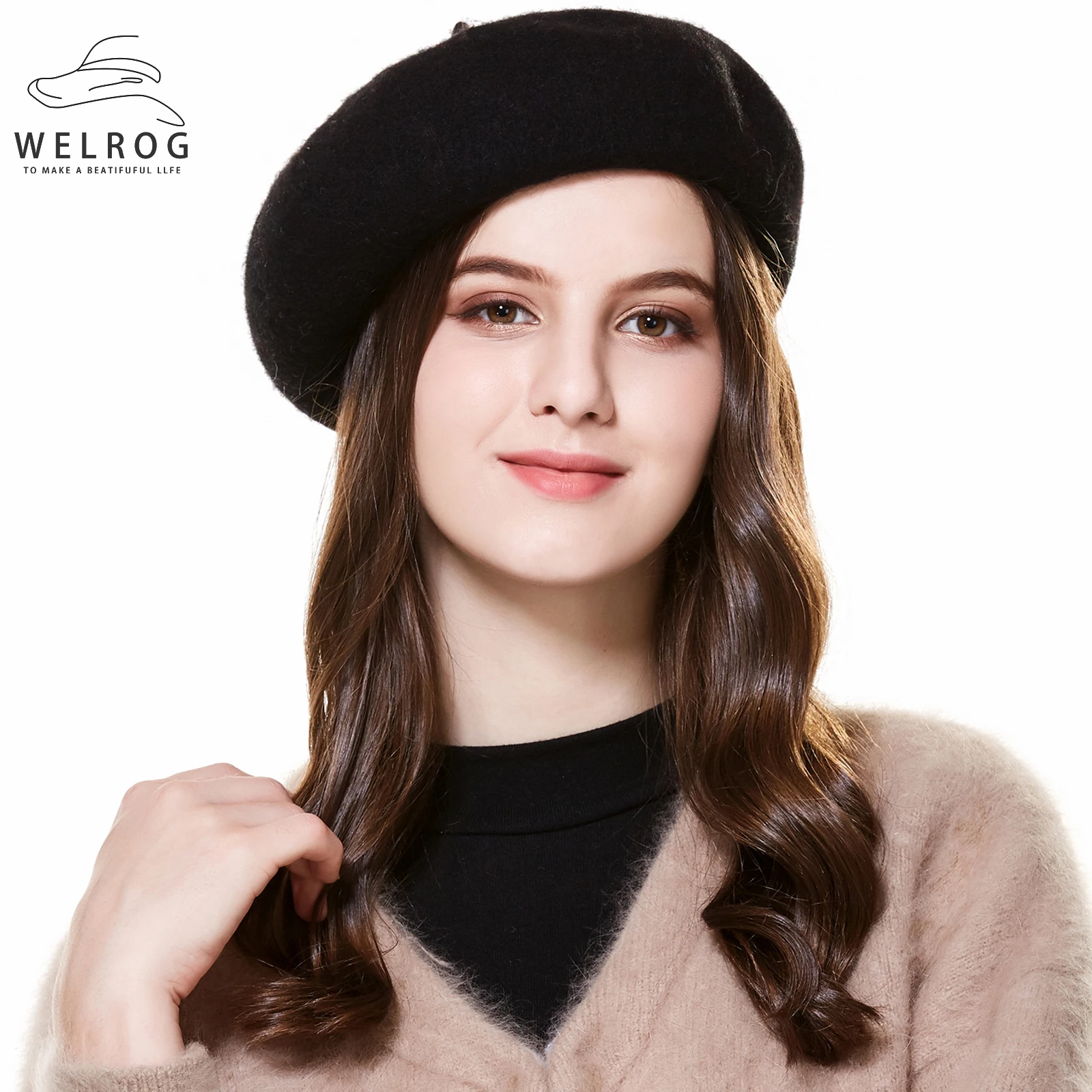 WELROG простые однотонные шерстяные береты женские зимние регулируемые шапки