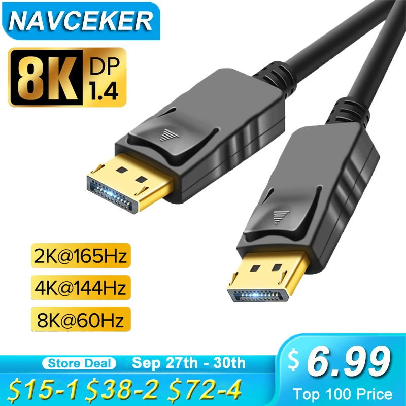 4k 144hz Displayport 1.4 Cable 8k@60hz 