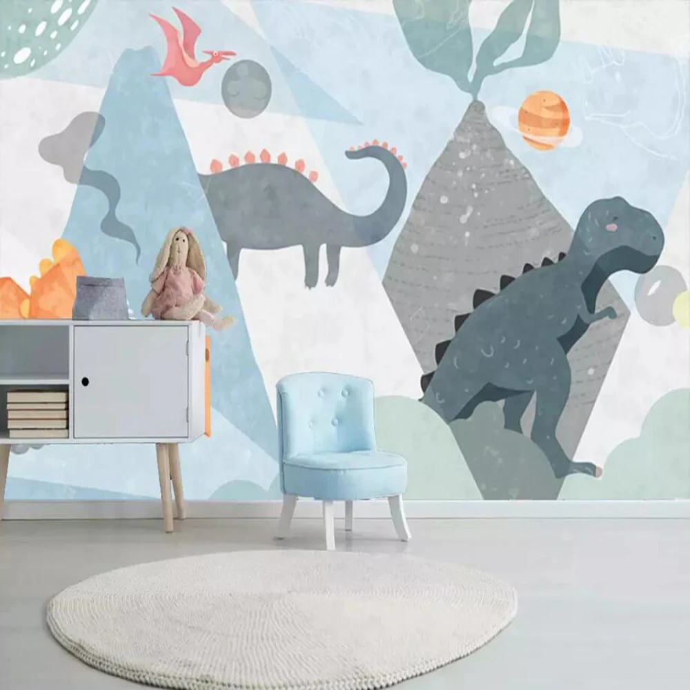 

Dropship Custom 3D Wallpaper Mural Simple Cartoon Dinosaur Planet Volcano Children Room Background Decoration Wallpaper Mural