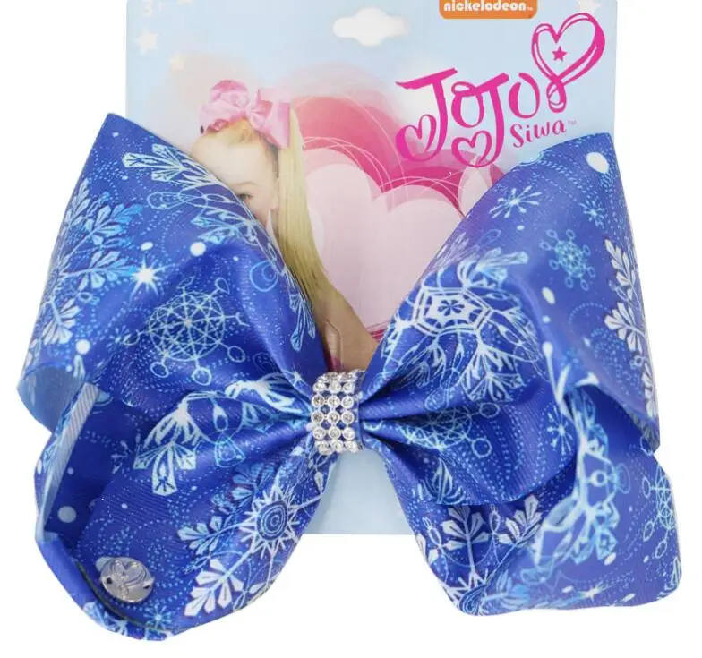 HOT SALE Christmas 8" Bows Large Hair Bow Kids Hair Bowknot print ribbon Handmade Hair Clip Hair Accessories for Girl 12PCS/