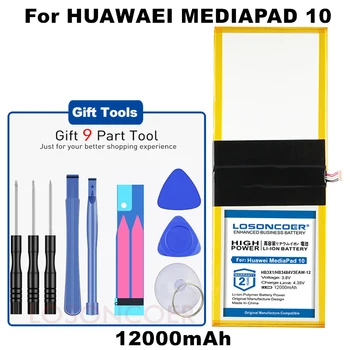 

LOSONCOER 12000mAh HB3X1 HB3484V3EAW-12 Batteries for Huawei MediaPad 10 Link S10-201wa Tablet PC Latest Production Battery