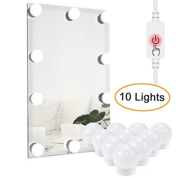 

Hollywood LED Vanity Mirror Lights USB Dimmable 10 14 Bulb Fixture Strip for Makeup Dressing Table bathroom wall lamp decoratiom