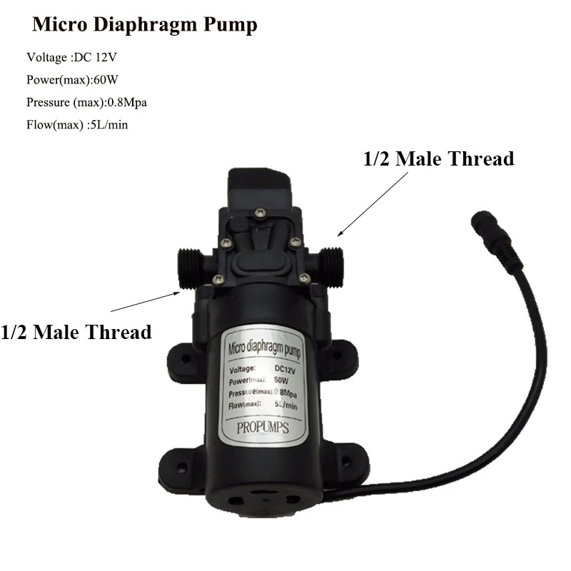 12v /60W  Mist Pump Power Supply Micro Electric Diaphragm Water Spray Misting Pump Irrigation Pump
