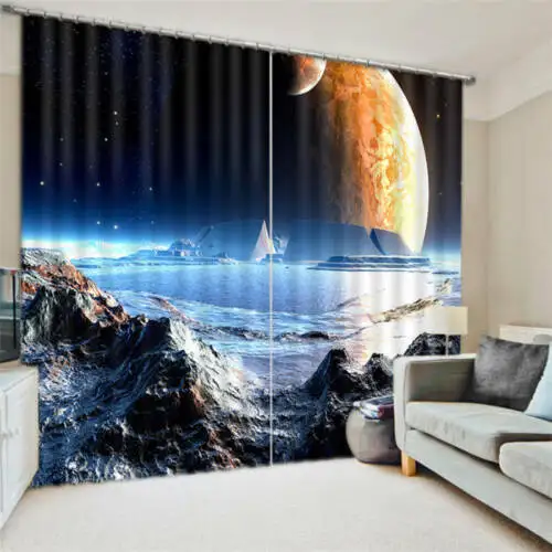 Style 1 Загадочная Луна пространство 3D Блокировка фото печать шторы Draps Ткань окно - Цвет: Style 1