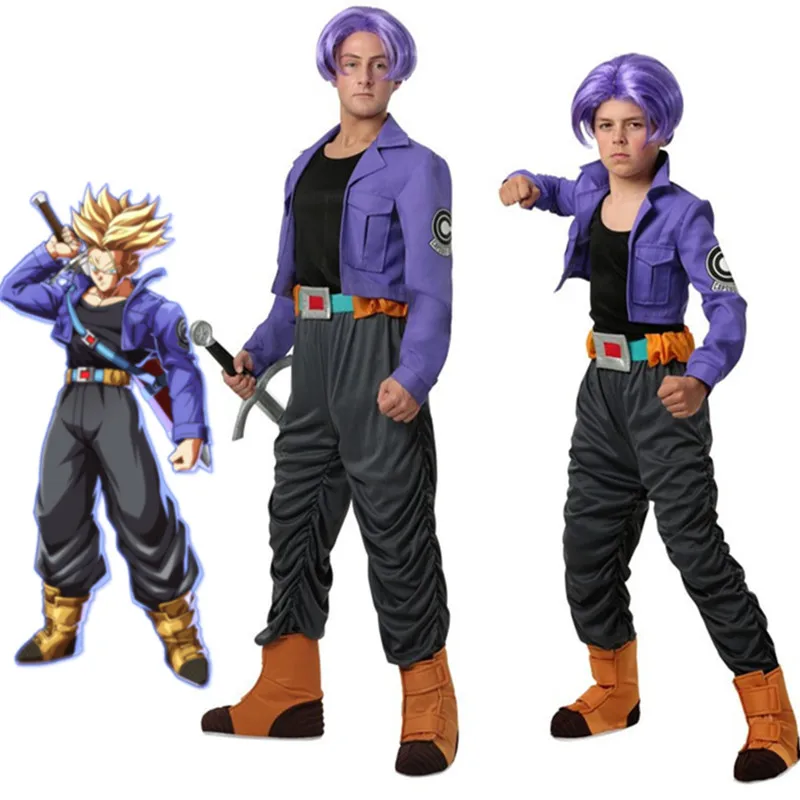 

Dragon Ball Z Trunks Cosplay Costume kids boy child Dragon Ball Torankusu Jumpsuits uniform cosplay halloween Adult men costumes
