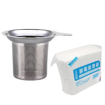 

200 Pcs Disposable Electrostatic Dusting Paper Cleaning Cloth & 1 Pcs Reusable Mesh Tea Infuser Tea Strainer