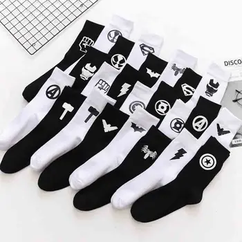 

2020 New Comics Heroes General Socks Cartoon Iron Man Captain America High Temperature Stitching Pattern Casual Men's Socks
