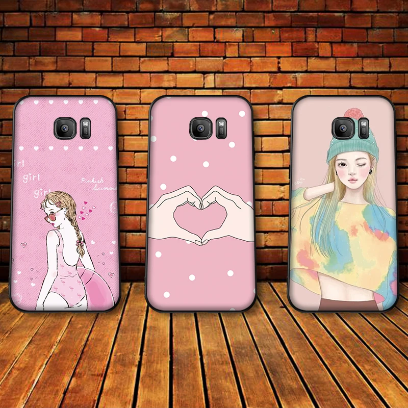 Для samsung A3 A5 A6 A7 A8 A9 A10 A20 A30 A40 A50 A60 плюс Чехол Цвет девочка силиконовая лента