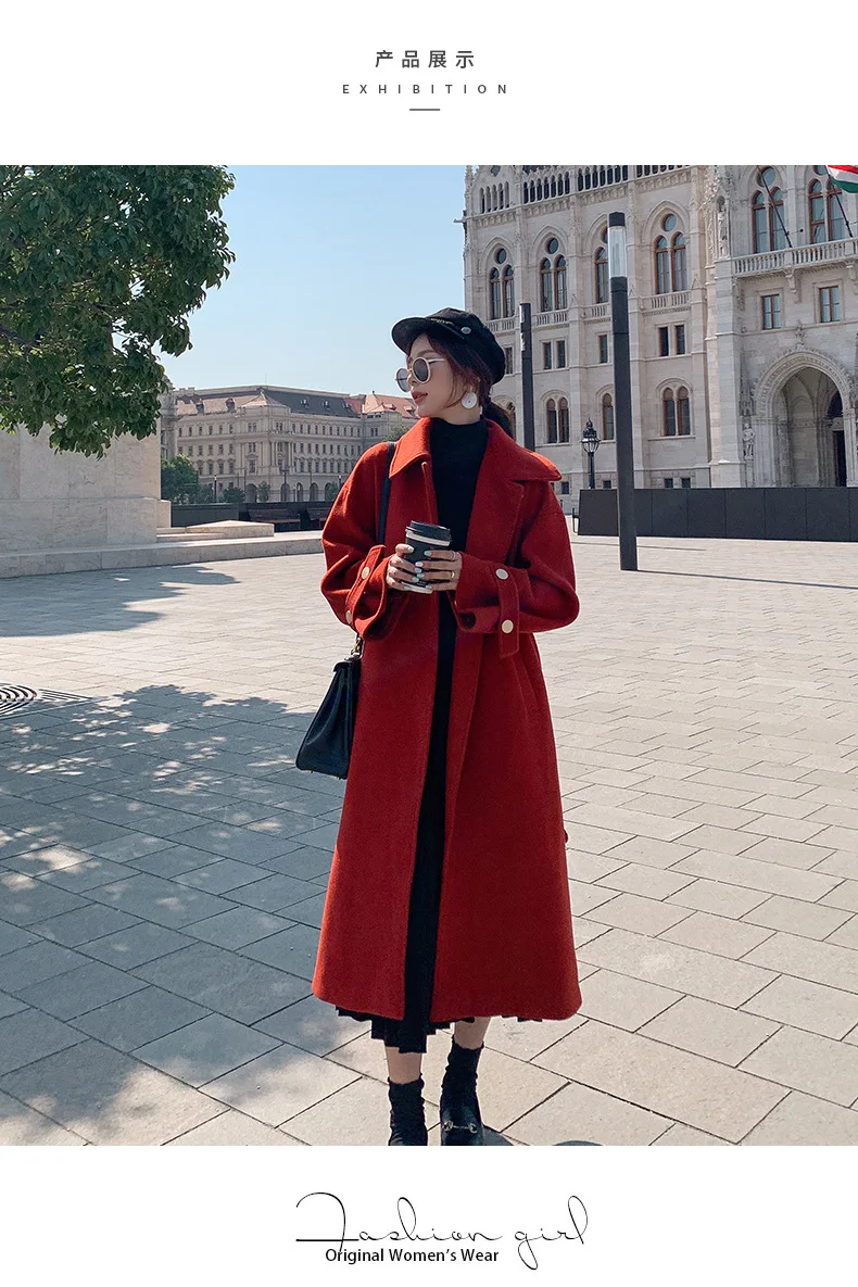 Шерстяная куртка для фотосессии, зима, стиль, женское платье, Ретро стиль, лень, однобортное, отложной воротник, талия, Huggin