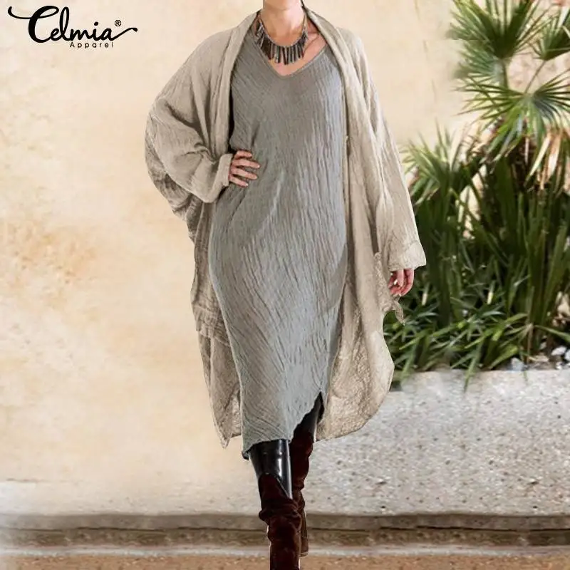 Винтажные ассиметричные топы, женские блузки cellumia, Осенние Длинные кимоно кардиганы, повседневные свободные рубашки размера плюс, Blusas Mujer 5XL