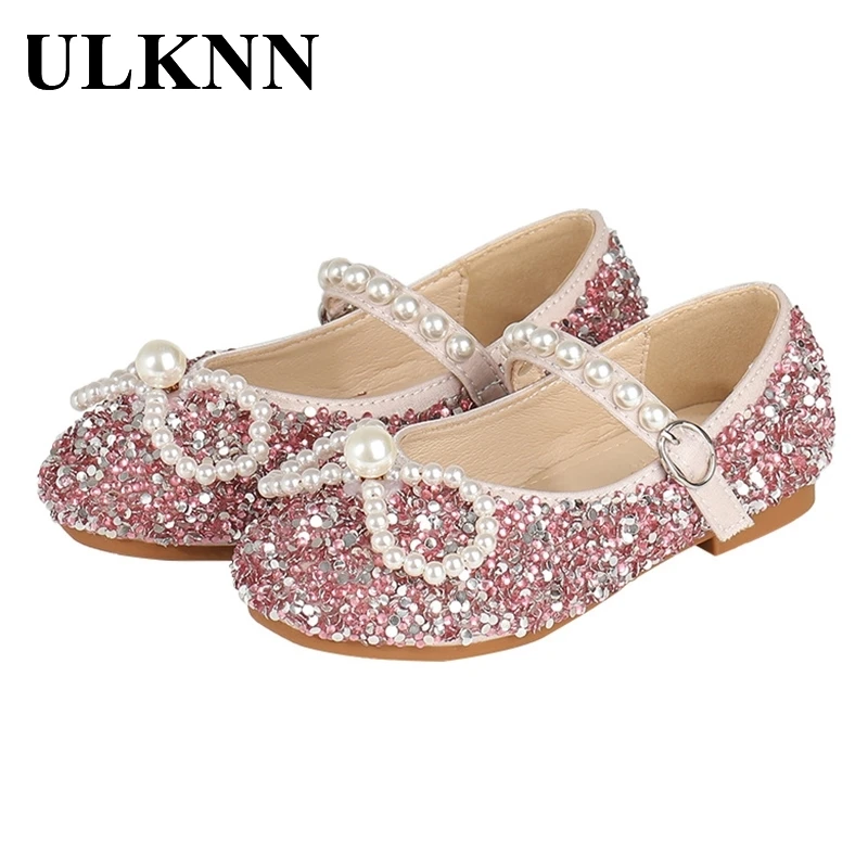 

ULKNN Girl's Flat Shoes 2020 New Style Children Princess Shoes Baby Pearl Crystal Causal Sandals Non-Slip Soft Bottom Autumn