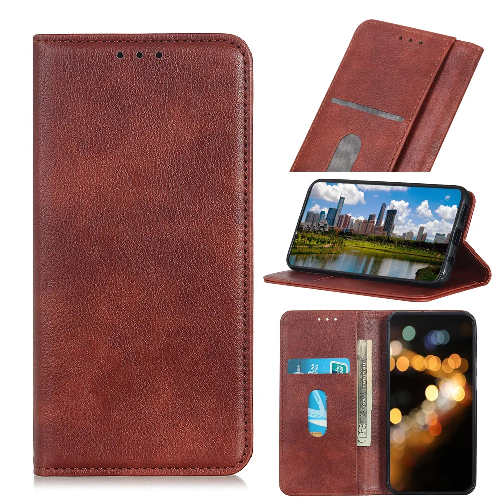 

For ZTE Blade V10 Vita Case PU Leather Case Lichee Pattern Flip Stand Cover with Card Slot and Metal Magnetic Closure Shockproof