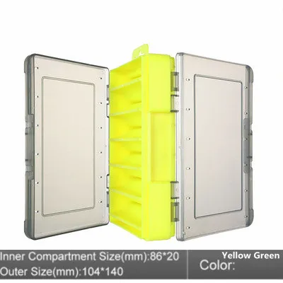 Double Sided Fishing Box 12 Compartments Waterproof Bait Lure Hook Storage Organizer Case Container Carp Fish Tackle Accessories Yellow Green