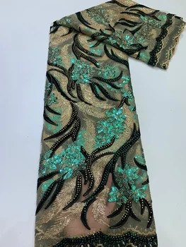 

African Lace Fabric 2020 High Quality Velvet Heavy Embroidery Lace French Tulle Lace Material Nigerian Mesh Lace For Wedding