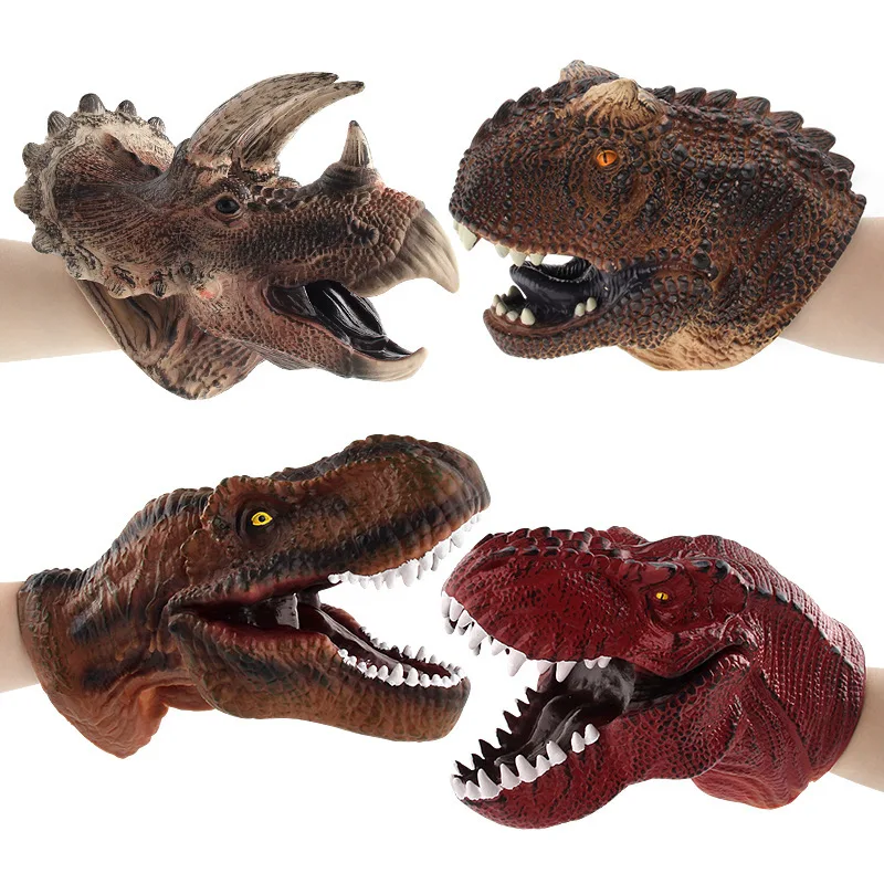 

Model Soft Silcone Jurassic Dinosaur Gloves Doll Children Character Play Hand Puppet Halloween Trick Props
