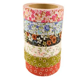

1 pcs creative Korea Small fresh DIY photo album floral cotton tape home fabric decoration tape Not self-adhesive gift tape 5M