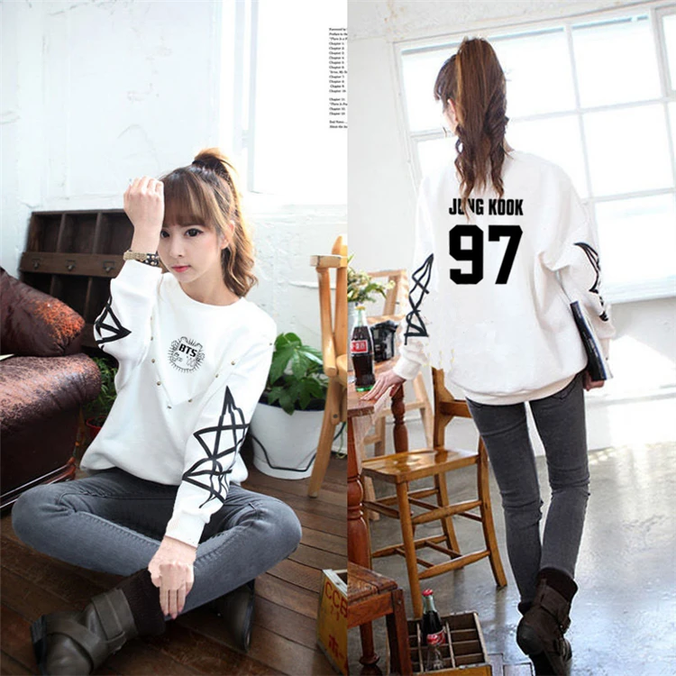 Толстовка Bangtan Boys kpop белая moletom feminino harajuku k pop jin suga осенне зимняя одежда с длинным