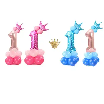 

1 set Number Balloons foil Digital with Crown Balloon Wedding Happy Birthday Party Decoration Kids Boy Girl baby shower Ballon