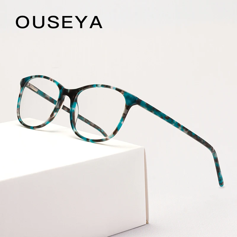 

Acetate Glasses Women Eyeglasses Frame Clear Retro Fashion Prescription Myopia Eyewear Frame #CB3295