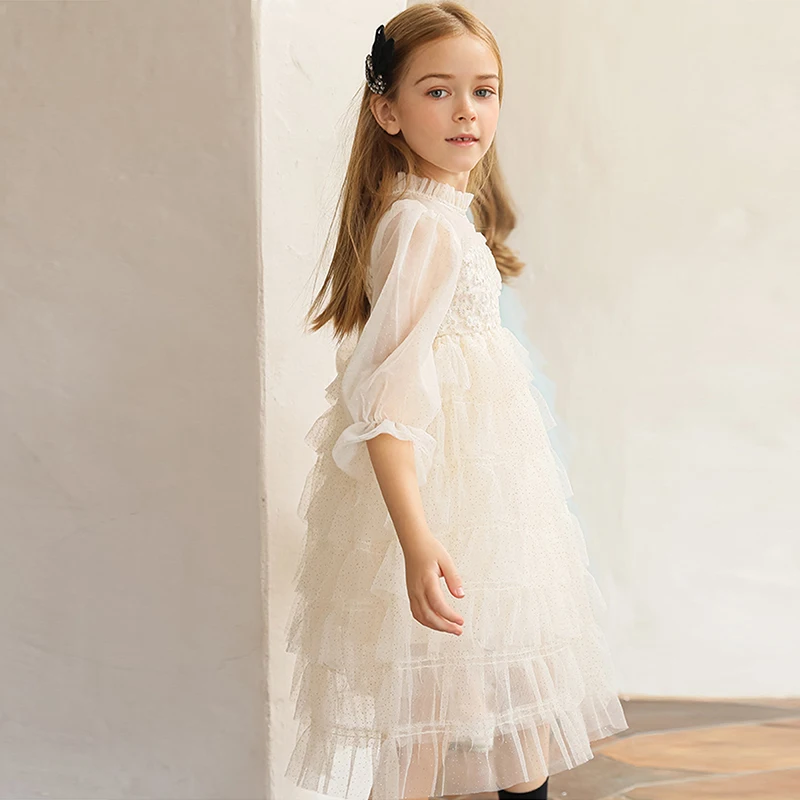 new model children's dress Autumn Full Sleeve Dresses for Girls Flower Wedding Party Tulle Dress Girl Birthday Elegant Gown Spring Tutu Children's Dresses fancy baby dresses Dresses