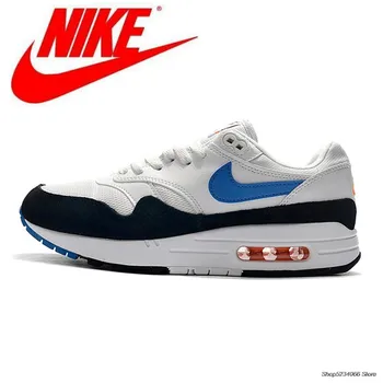 

Original Nike Air Max 1 Highlighted in Photo Blue and Total Orange Style Code Men's Sneakers AH8145-112 Size40-45 non-slip