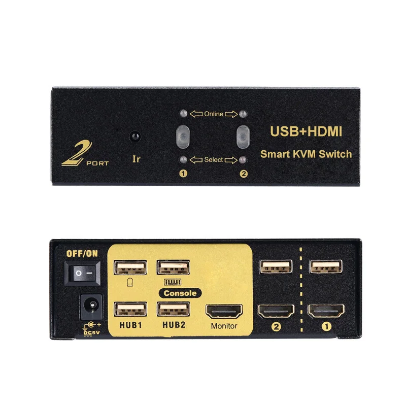 2 Port Hdmi Kvm Smart Switcher 2 in 1 Out Remote Control Switch Usb Hd Computer 5