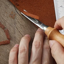 3 boyutu A4mm A6mm A8mm pratik deri el sanatları kenar Beveler Skiving Beveling bıçak Diy kesme el zanaat aracı ahşap kolu