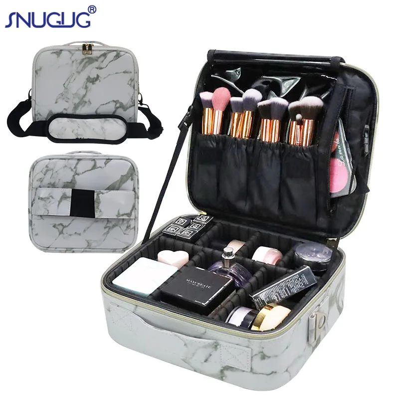 Female Professional Multifunction Makeup Case Marble Brush