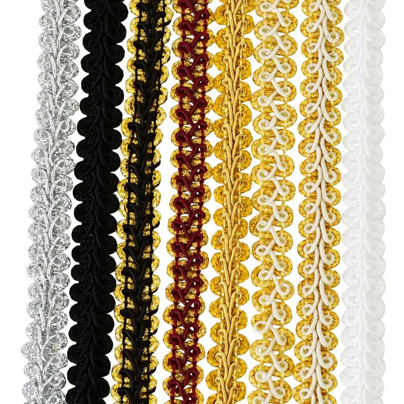 Lace Fabric Lace Ribbon Lace Garment Accessories Lace Sewing Supplies Lace Accessories Lace Sewing Accessories 5Yards Gold Silver Lace Trim Ribbon Curve Lace Fabric Sewing Centipede Braided Ribbon Wedding Craft DIY Garment Accessories