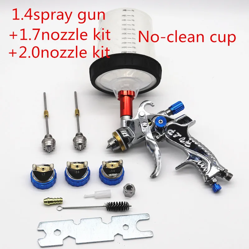 

HVLP Spray Paint Gun Set 600ML 1.4 1.7 2.0mm Nozzle Gravity Pneumatic Paint Sprayers For Professional Car Repair Tool Kits