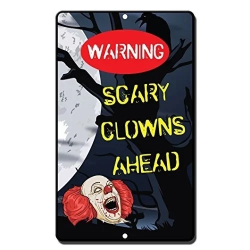 Warning Scary Clowns Ahead Funny Metal Tin Sign Poster Aluminum Decor for Home Bar Diner Pub | Дом и сад