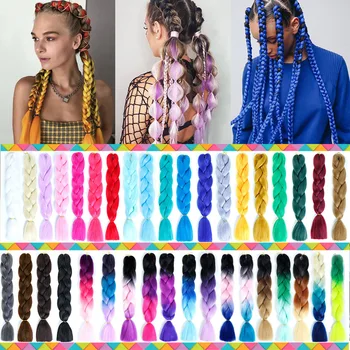 

Hair Accessories Ombre Jumbo Synthetic Braiding Hair Jumbo Hairstyle Blonde Pink Blue Grey Hair Extensions