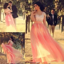 Арабские парные платья для выпускного вечера Персиковое вечернее платье Дубай Кафтан Кристалл бисером Выпускные вечерние платья robe de soiree longue