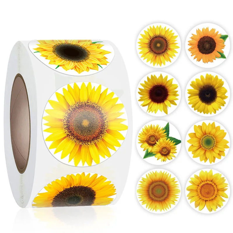 

100-500Pcs Novel Sunflower Pretty Flowers Thank You Stickers Sealing Labels for Business Handmade Baking Party Supplies