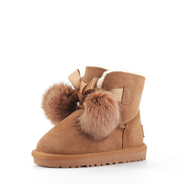 Dolakids/новые плюшевые теплые ботинки для малышей модные детские зимние ботинки обувь для девочек зимняя обувь для детей от 1 до 16 лет - Цвет: Шоколад