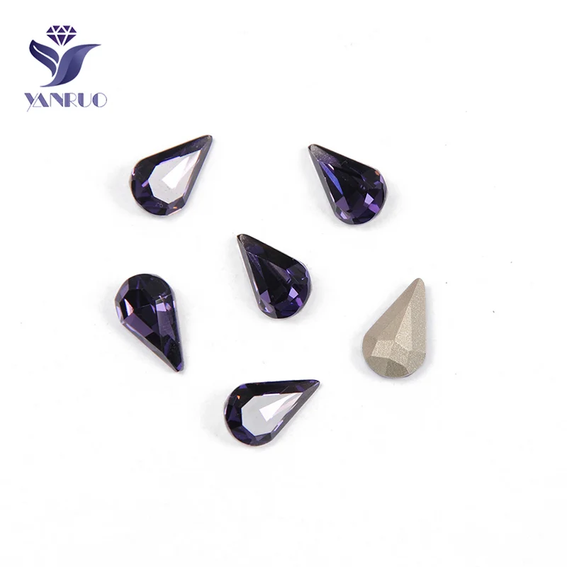 Purple Velvet Yanruo 4320 Груша Падение Топ кристаллы Камни шитье Стекло Коготь остроконечные Стразы искусственные драгоценные камни для одежды ткань обувь - Цвет: Purple Velvet