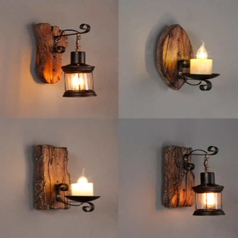 

Wood wall lamp Nordic Retro Industrial led wall lights Restaurant Bar Coffee Shop home interior loft Vintage Hotel Lights