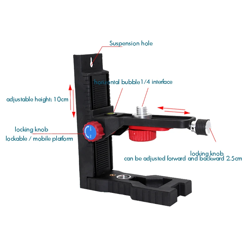 Universal Ceiling/Wall Bracket L-shape Laser Level Adapter, 1/4'' or 5/8'' Thread, Adjustable Lifting Strong Magnetic Bracekt