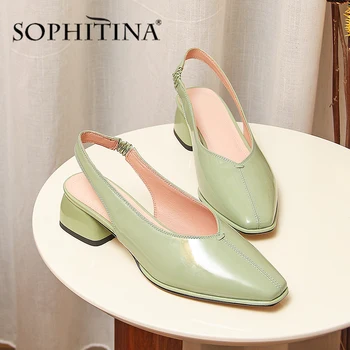 

SOPHITINA New Office Women Pumps Sewing Decoration Slingbacks Square Toe Square Heel Comfortable Shoes Fashion Solid Pumps SO426