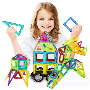 

107PCS Magnetic Designer Construction Set Model & Building Toy Plastic Magnetic Blocks Educational Magnetic Toys For Kids Gif