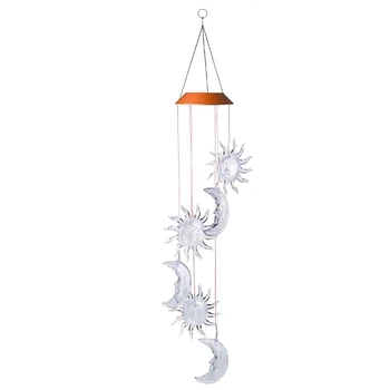 

LED Solar Sun and Moon Wind Chimes Outdoor - Waterproof LED Changing Light Color Wind Chime,Night Garden Decoration