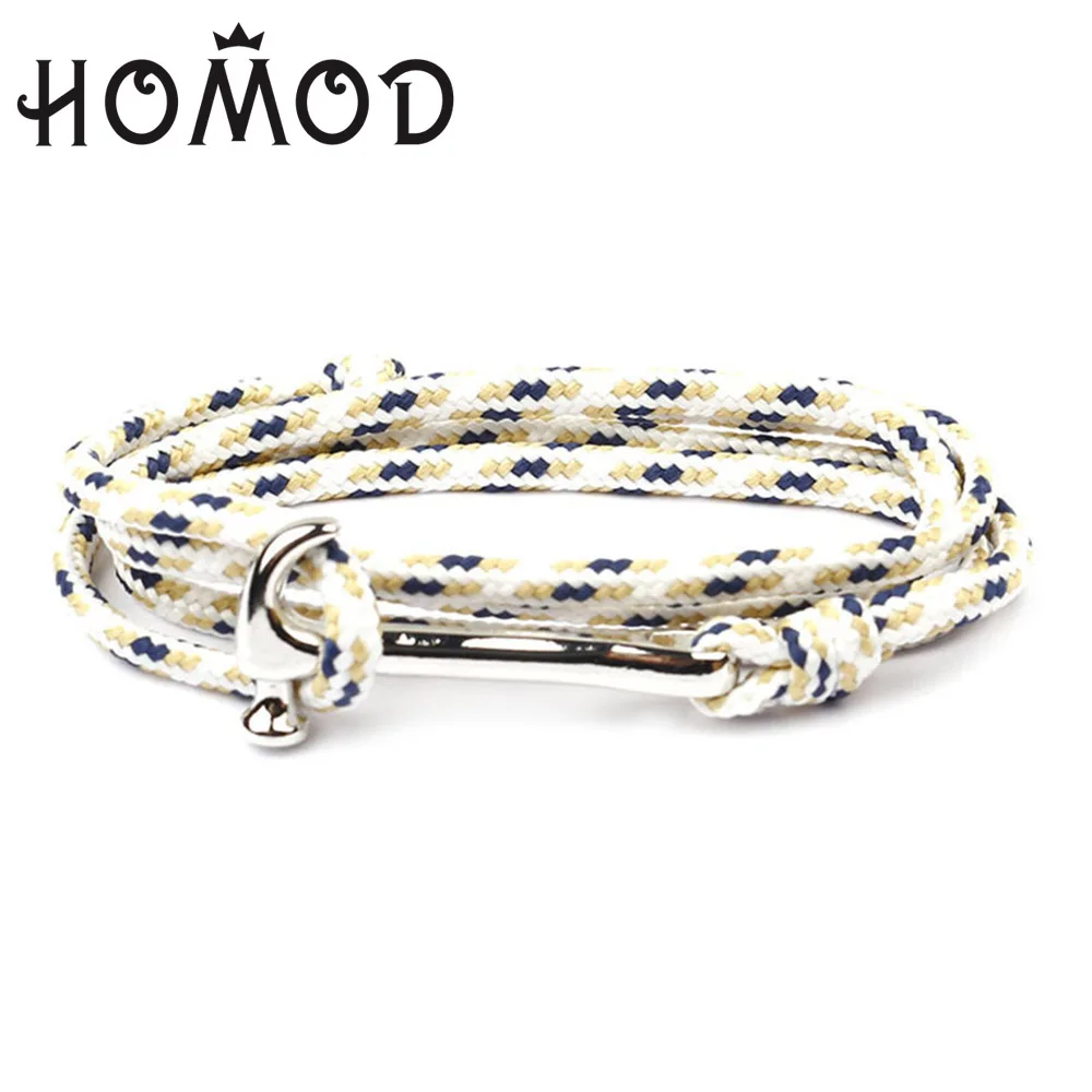 A5 HOMOD, новая мода, рыболовный крючок, якорь, браслеты для мужчин, шарм, цепь, веревка, браслет, ювелирное изделие, Мужской обруч, металлический, спортивный якорь, крючки - Окраска металла: A5