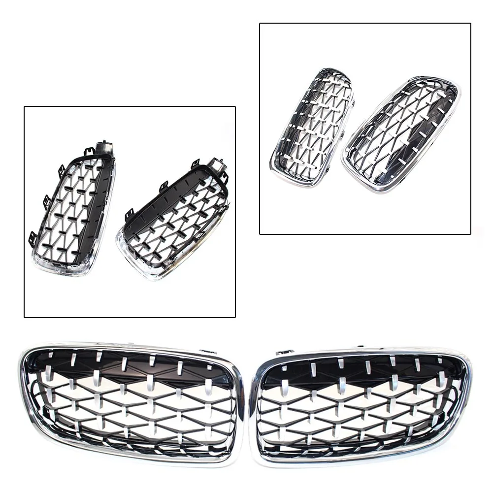

Auto Car Front Mesh Grille For BMW 3 Series F30 F31 320i 328i 330i 335i 2013 2014 2015 2016 2017 2018 Chrome Diamond Meteor