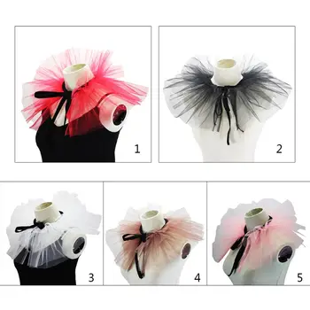 

Women Multi-layer Fluffy Net Mesh Fake Collar Adjustable Strap Necklace Chocker