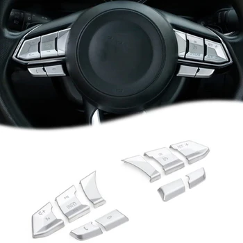 

6Pcs Car Styling Steering Wheel Button Covers Trim Stickers for Mazda CX-5 CX5 2017 2018 2019 High Configuration