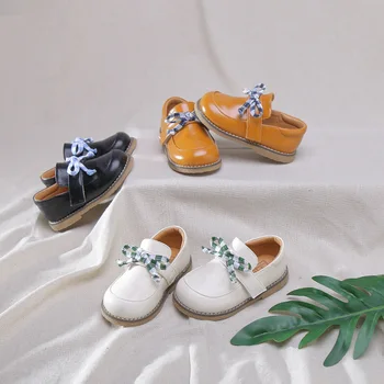 

Children's Shoes 2020 Spring New Microfiber Leather Shoes Bow British Kids Sneakers Comfortable Casual Shoes Soft Bottom D01235