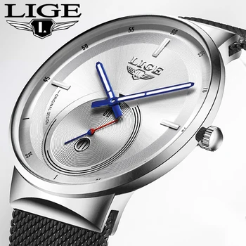 

2020 New LIGE Mens Watches Casual Fashion Gift Watch Business Waterproof Quartz Watch Men Full Steel Clock Relogio Masculino+Box