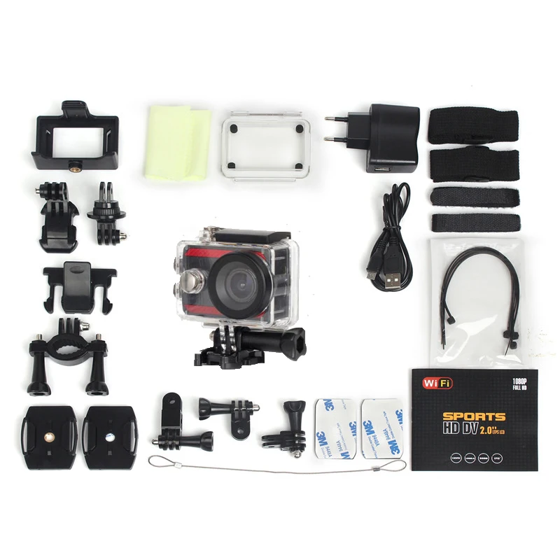 Красный Ультра HD 4K Экшн-камера wifi 2," экран 4K Спортивная камера 12MP 170 широкоугольный объектив Мини Шлем 30 м водонепроницаемая Спортивная DV камера - Цвет: Красный