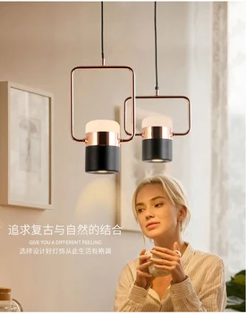 

New postmodern led pendant lights plated rose gold wrought iron nordic simple suspension lamp dining room bedroom hanglamp light