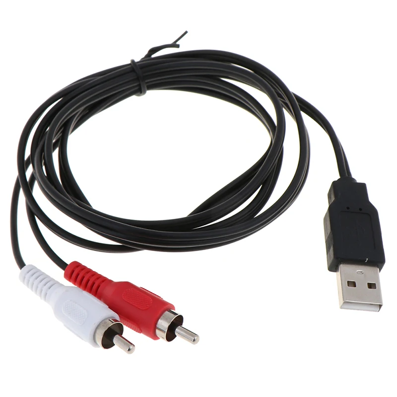 Двойной RCA штекер к USB Мужской композитный адаптер Аудио Видео кабель для передачи данных - Цвет: Черный